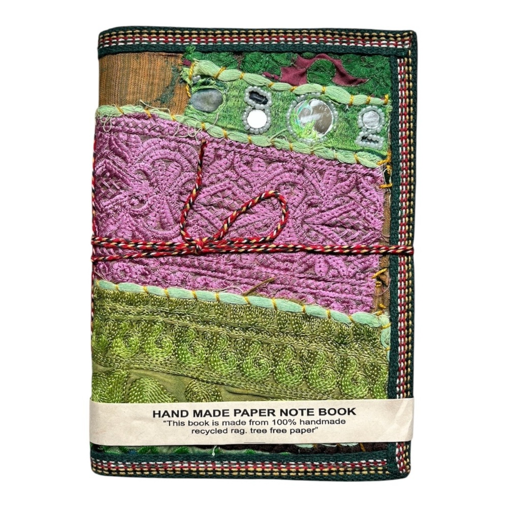 Handcrafted Sari Silk Journal · Tree-Free Paper · Zero Waste · One of a Kind